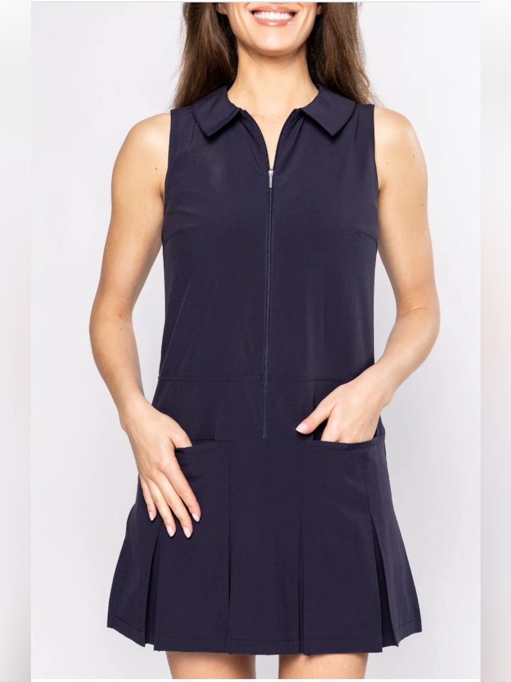 GOLFTINI Timeless Pleated Golf Tennis Athletic Dress Navy Size M NEW
